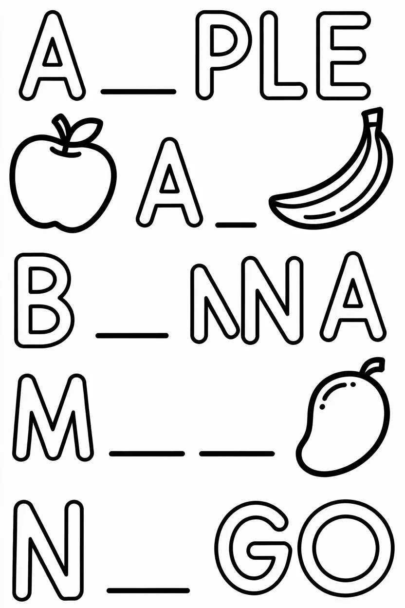 fill in the missing letters coloring worksheet