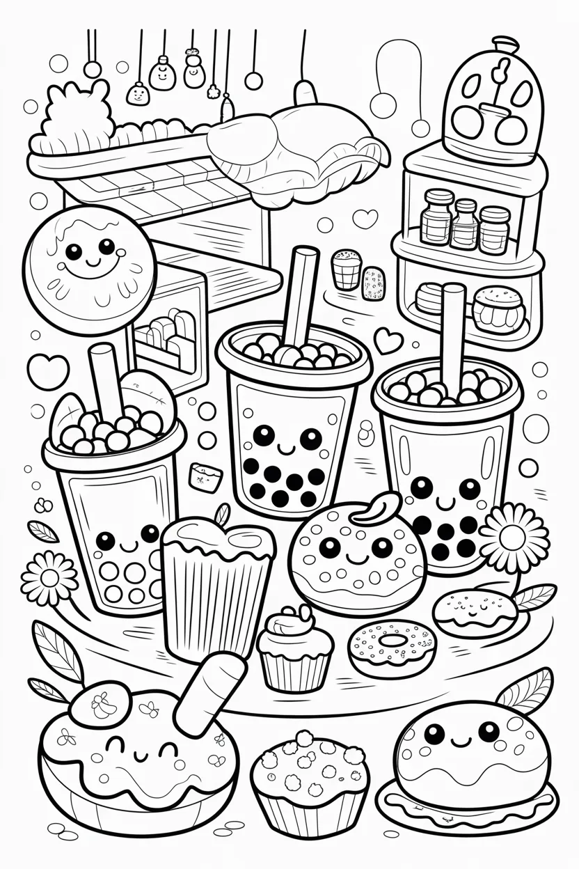 Boba tea coloring pages