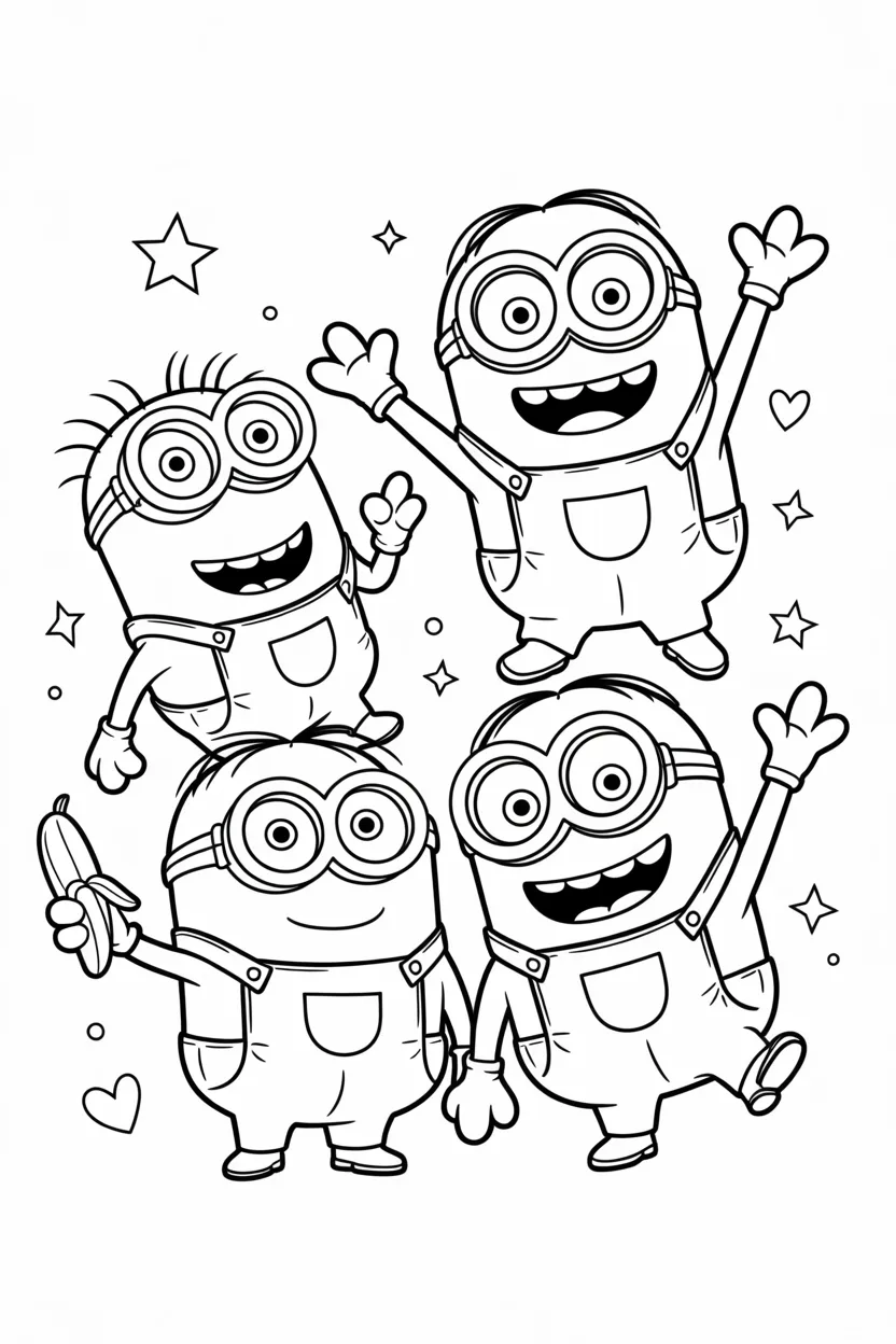 4 Adorable Minions coloring pages free printable