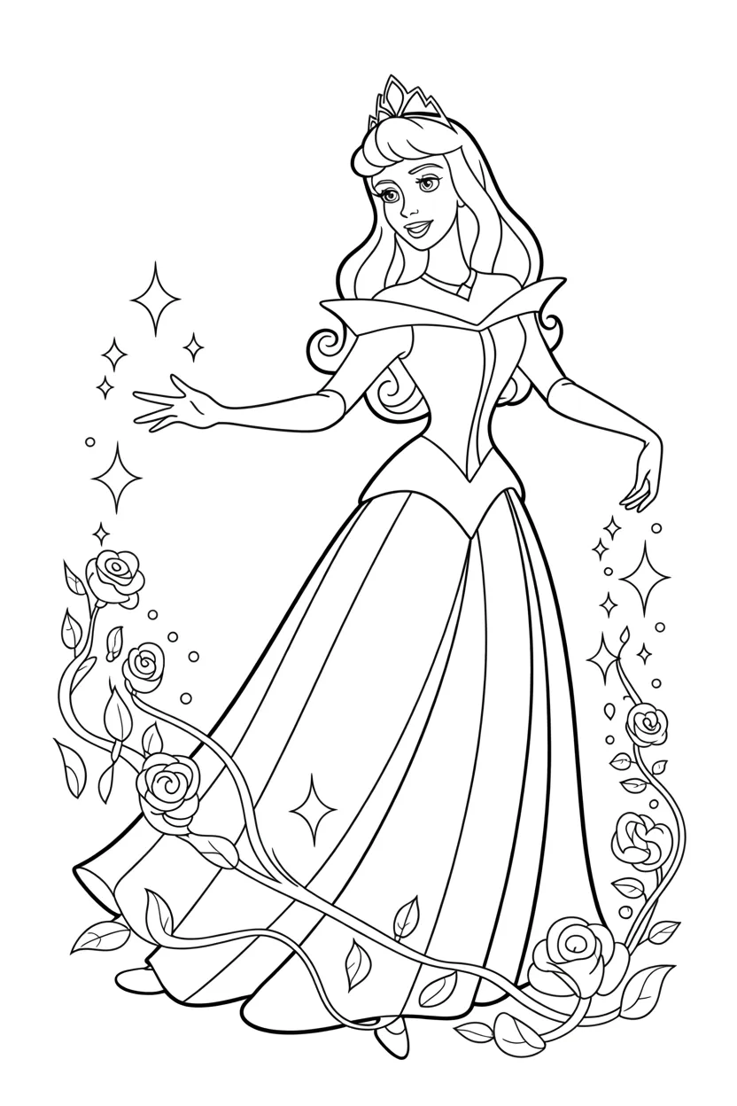 4 Aurora Princess coloring pages free printable