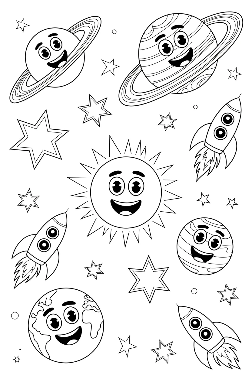 5 Solar system coloring pages free printable