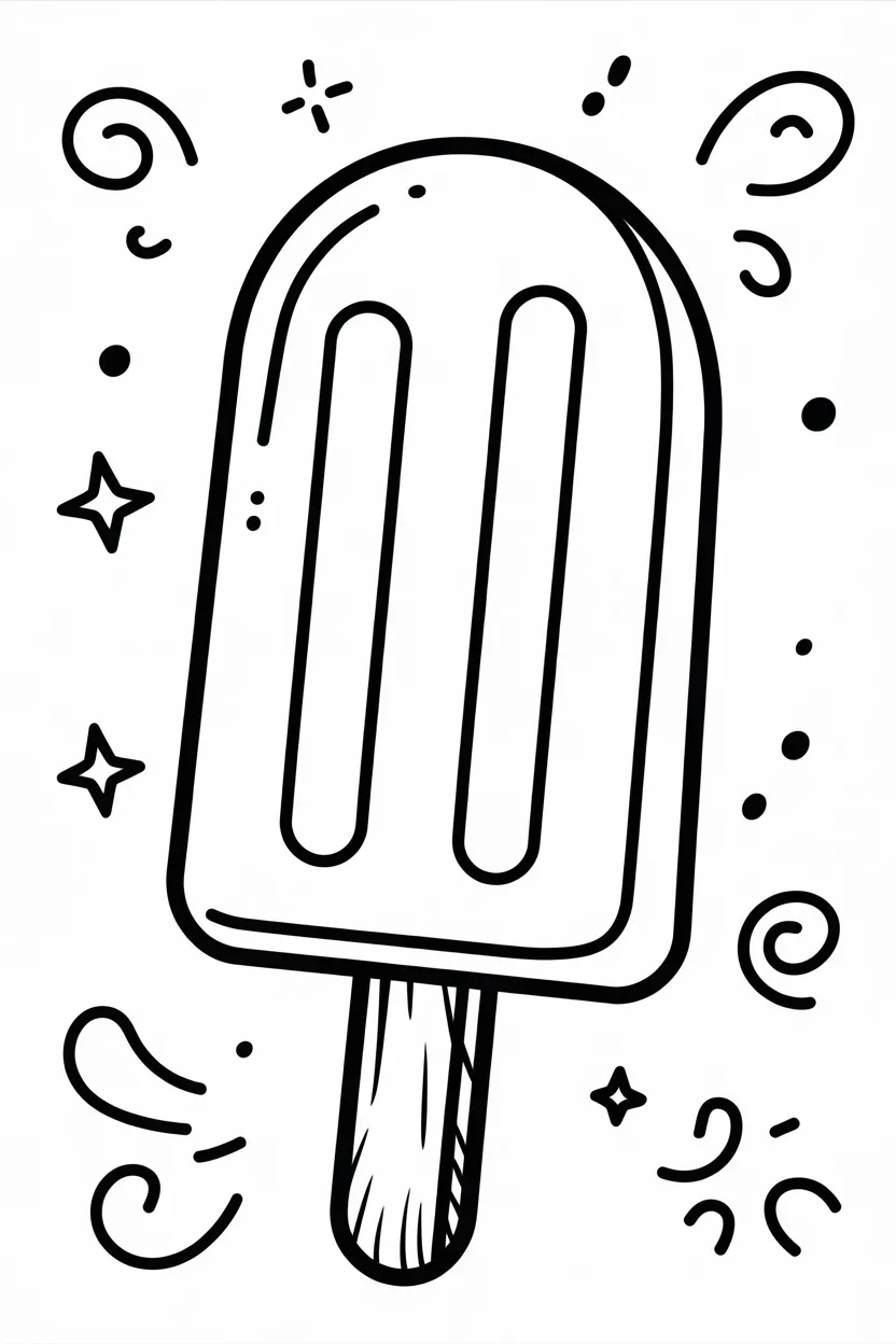 5 Popsicles coloring pages free printable