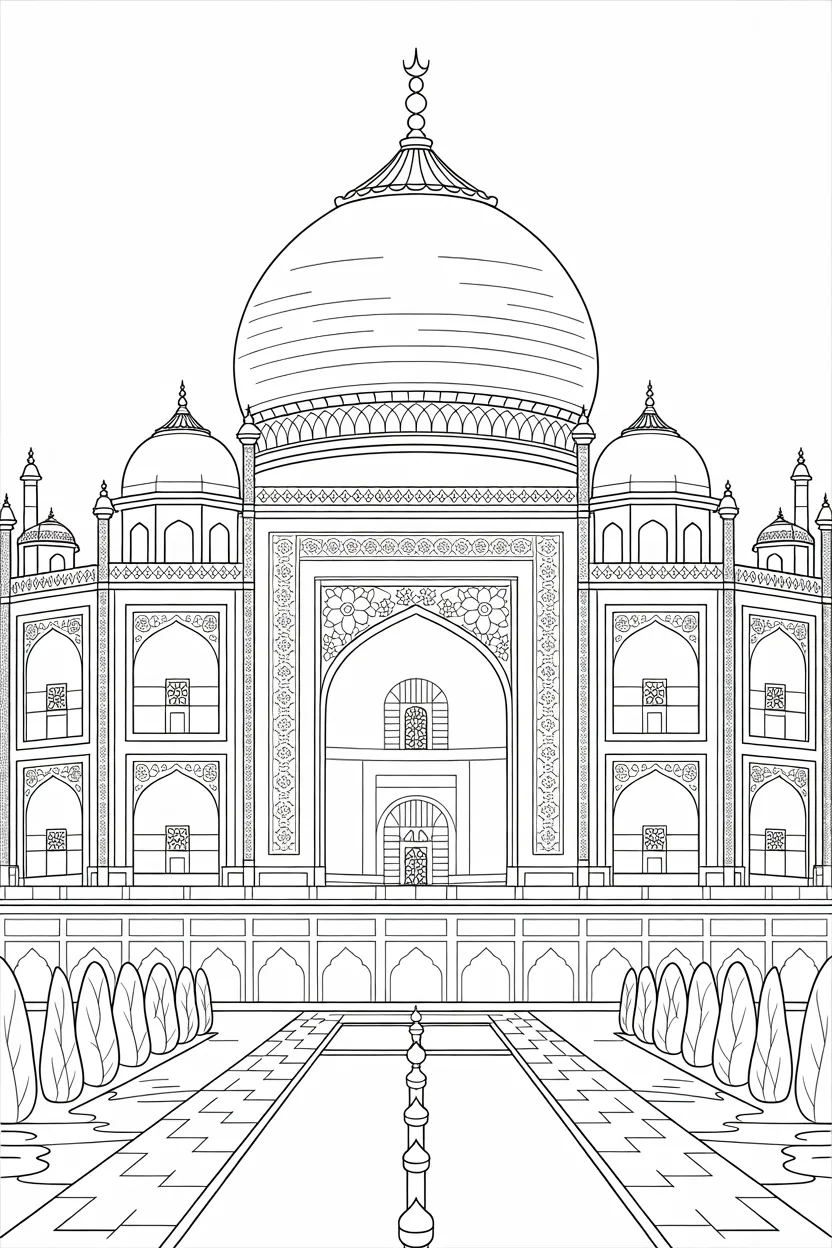 Taj Mahal coloring pages free printable