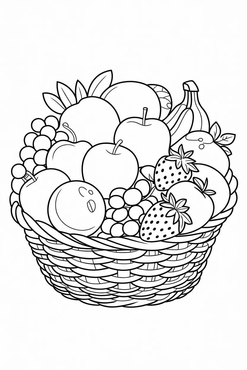5 Fruits Basket Coloring Pages Free