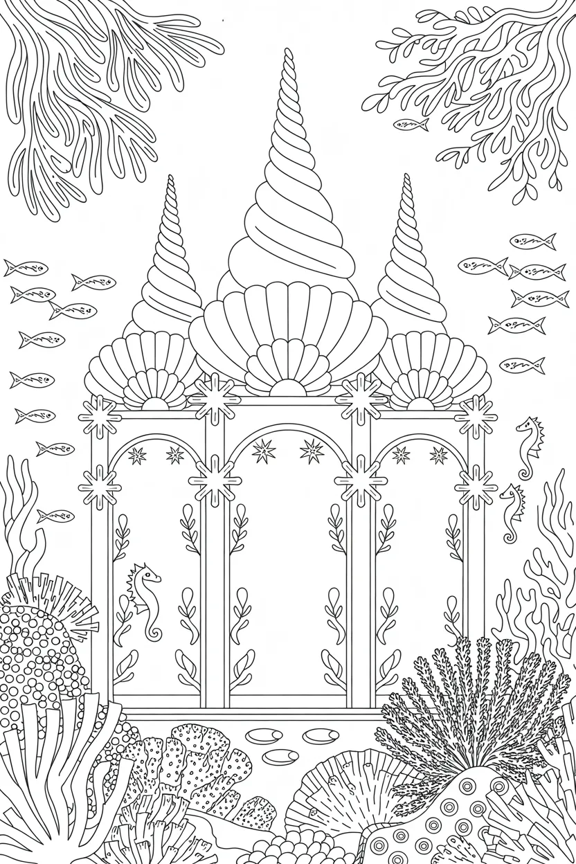 Mermaid palace coloring pages free printable