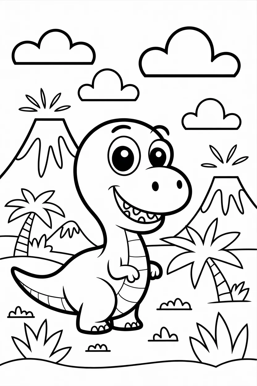 5 Cute Dinosaur coloring pages free printable