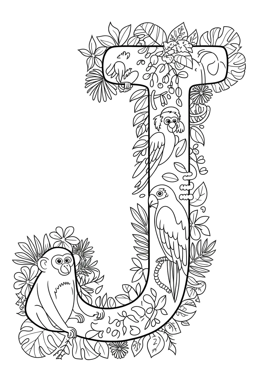 Alphabet letter J coloring pages free printable