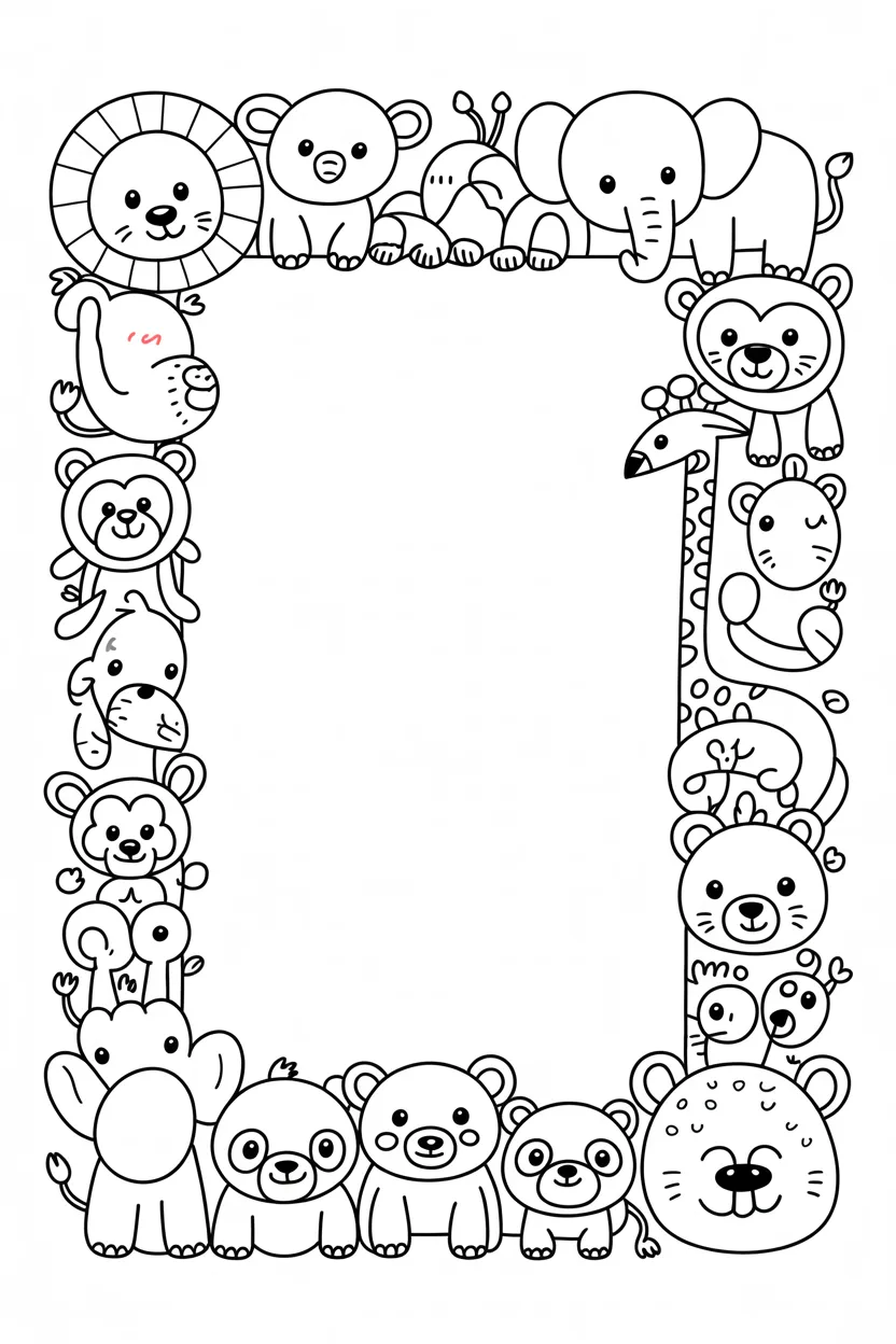 animals frame coloring pages free printable