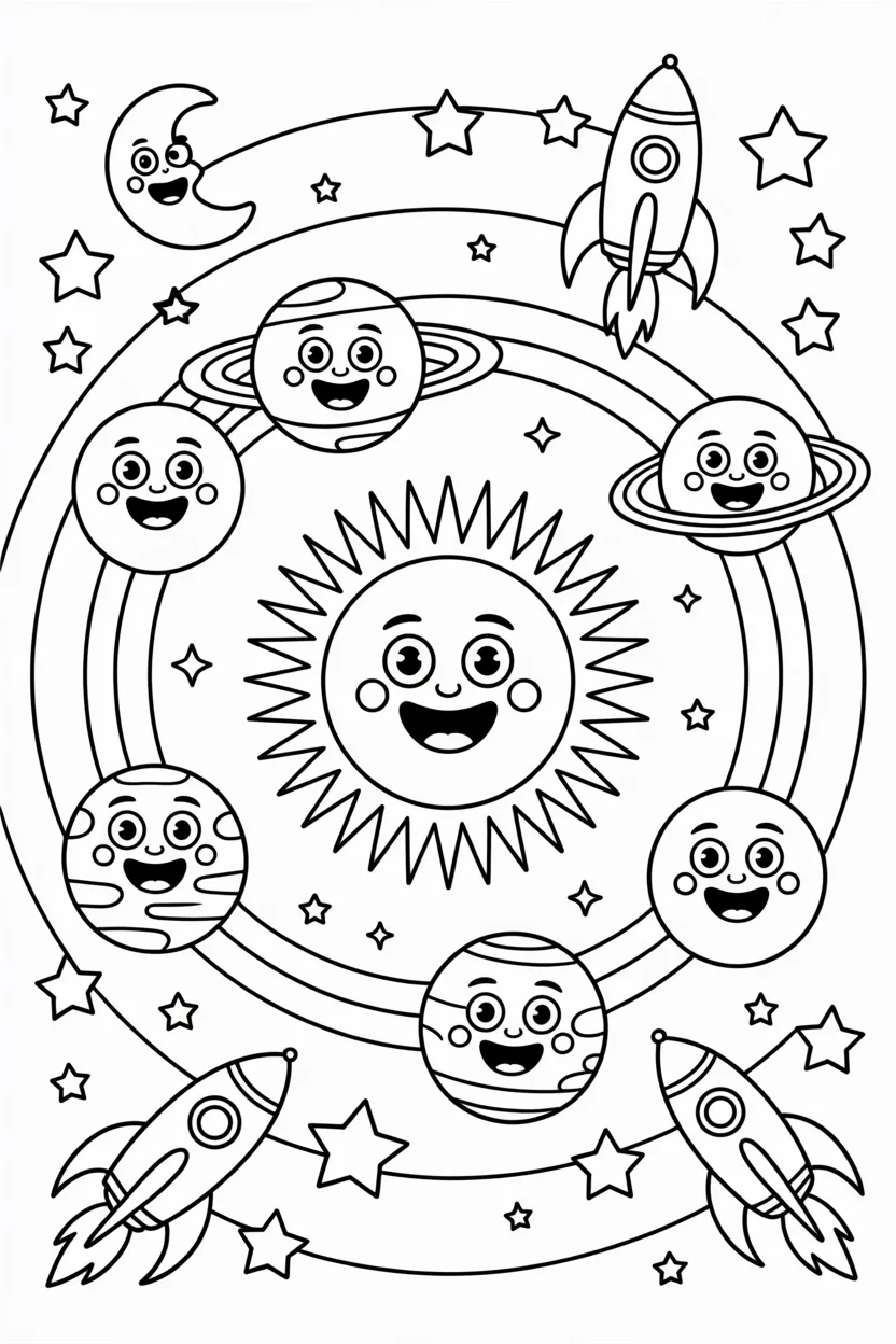 5 Solar system coloring pages free printable