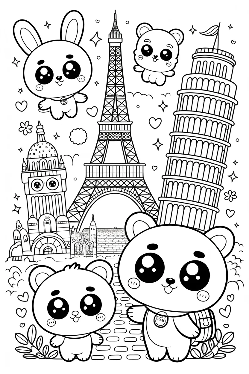 Kawaii animals coloring pages free printable