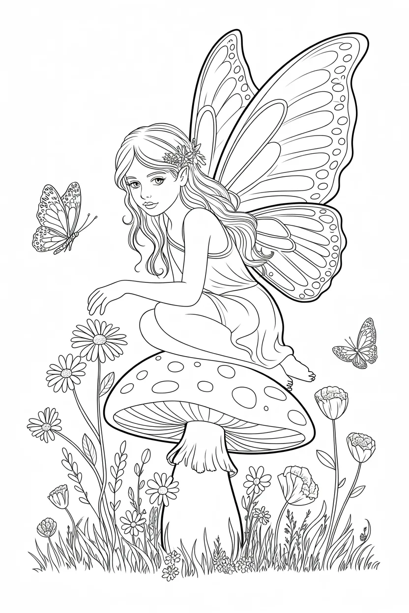 Small fairy coloring pages