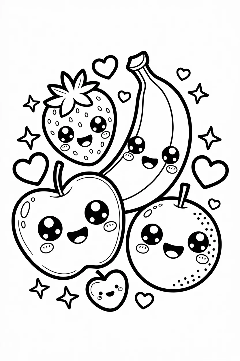 Cute Fruits Coloring Pages Free Printable