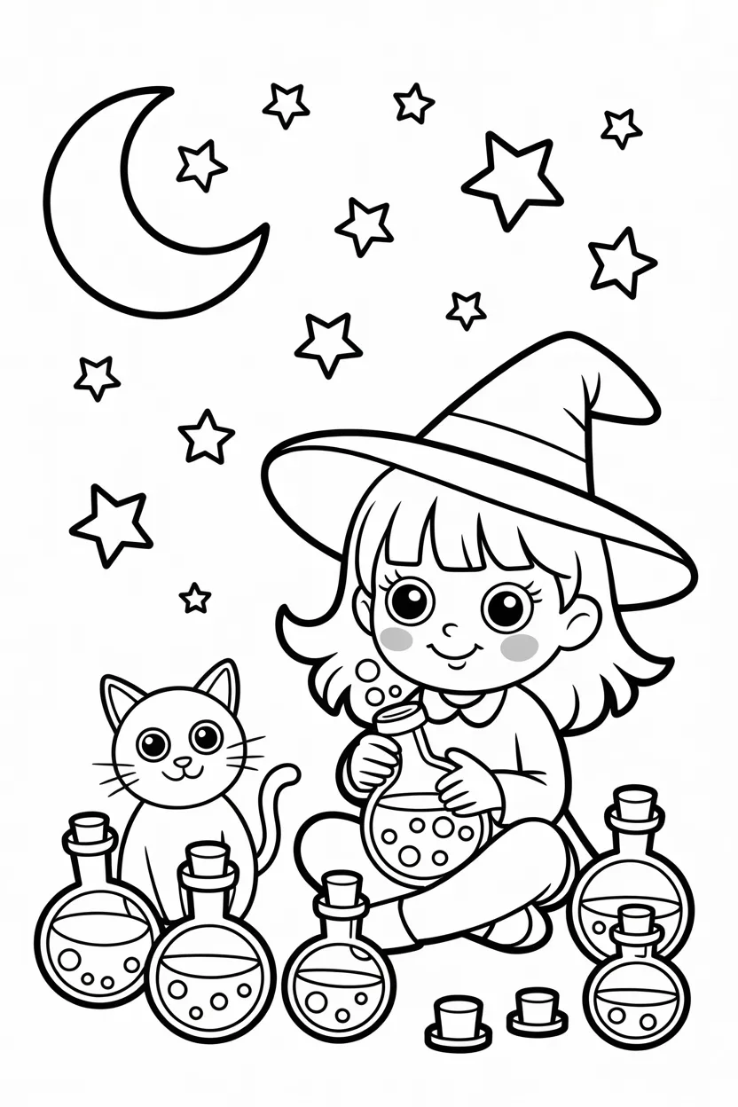 cute witch girl coloring pages free printable