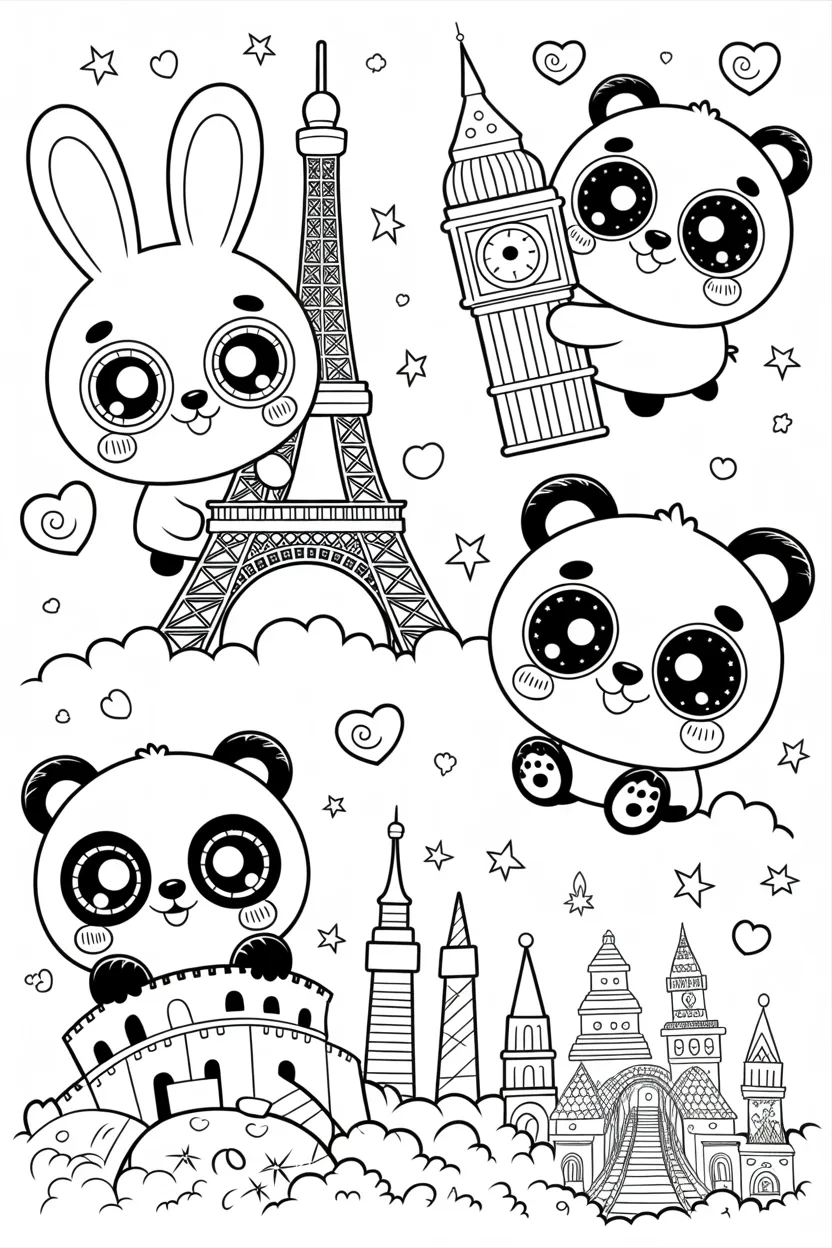 Kawaii animals coloring pages free printable