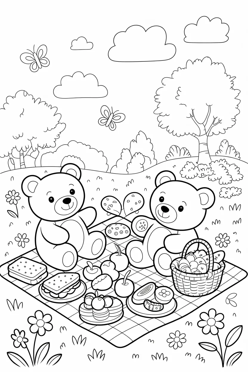 Teddy bear picnic coloring pages