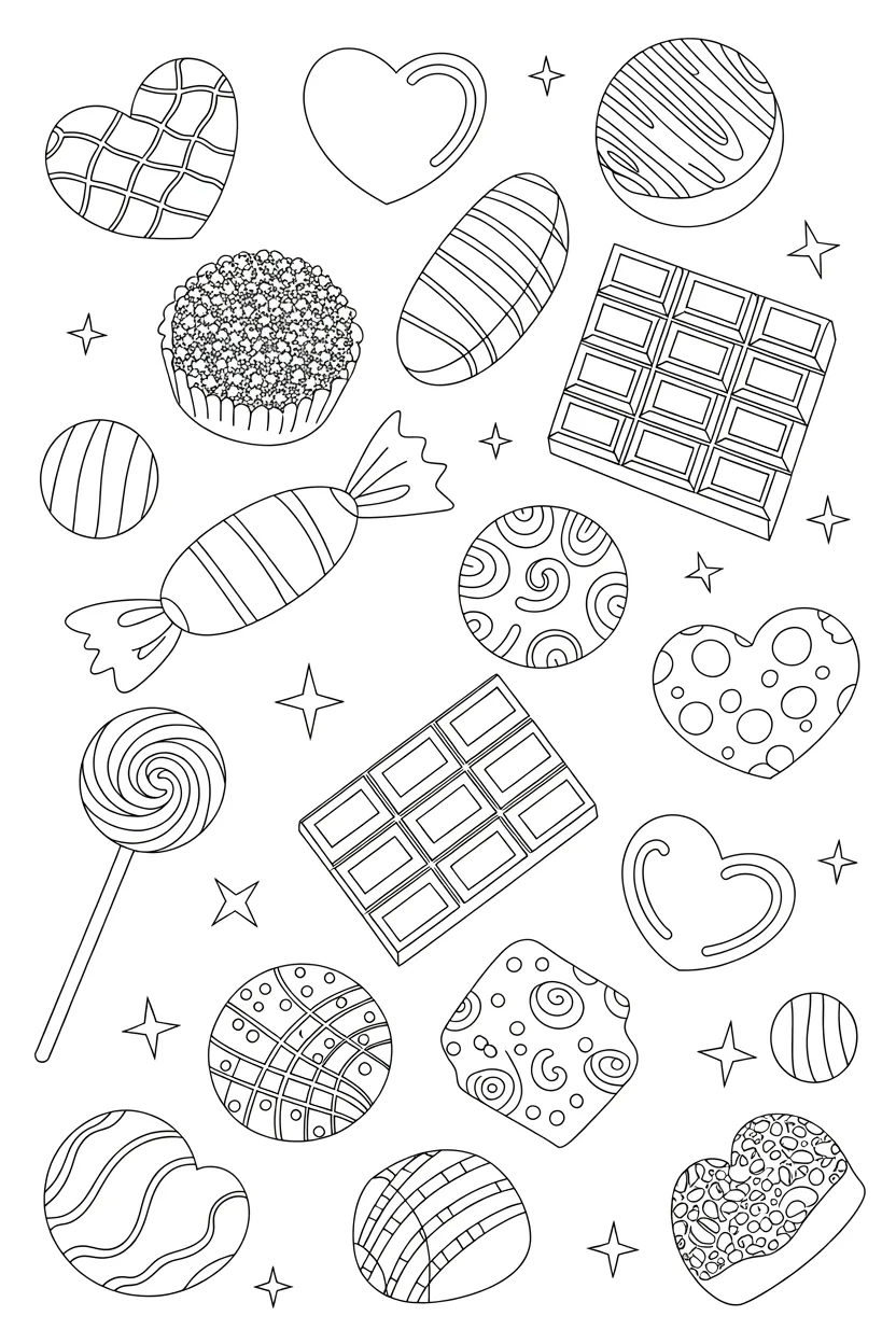 5 Chocolates coloring pages free printable