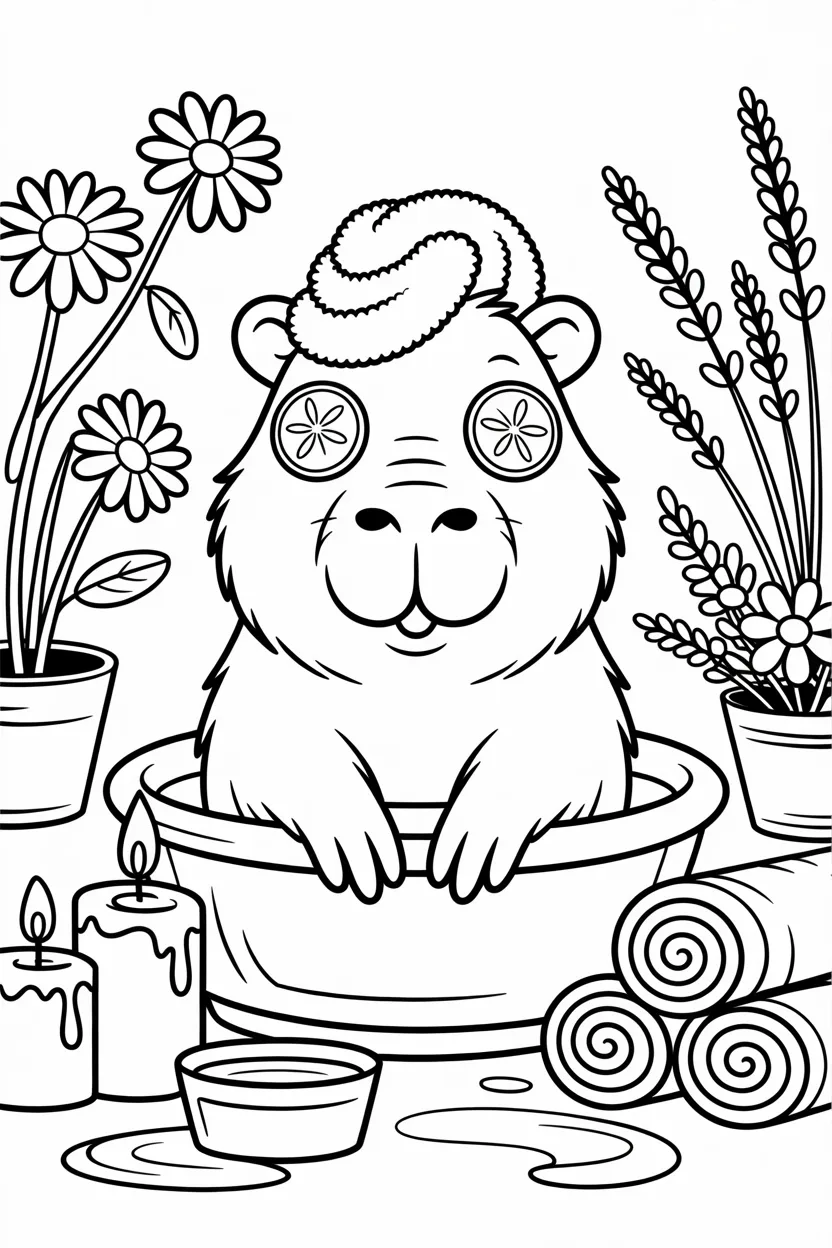 Cute Capybara Coloring Pages Free Printable