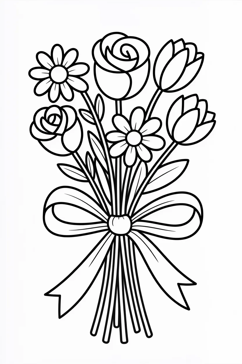 cute flower bouquet coloring pages free printable