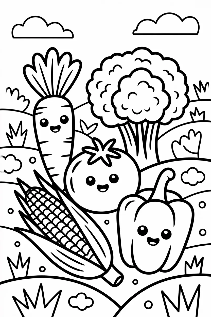vegetables coloring pages free printable 