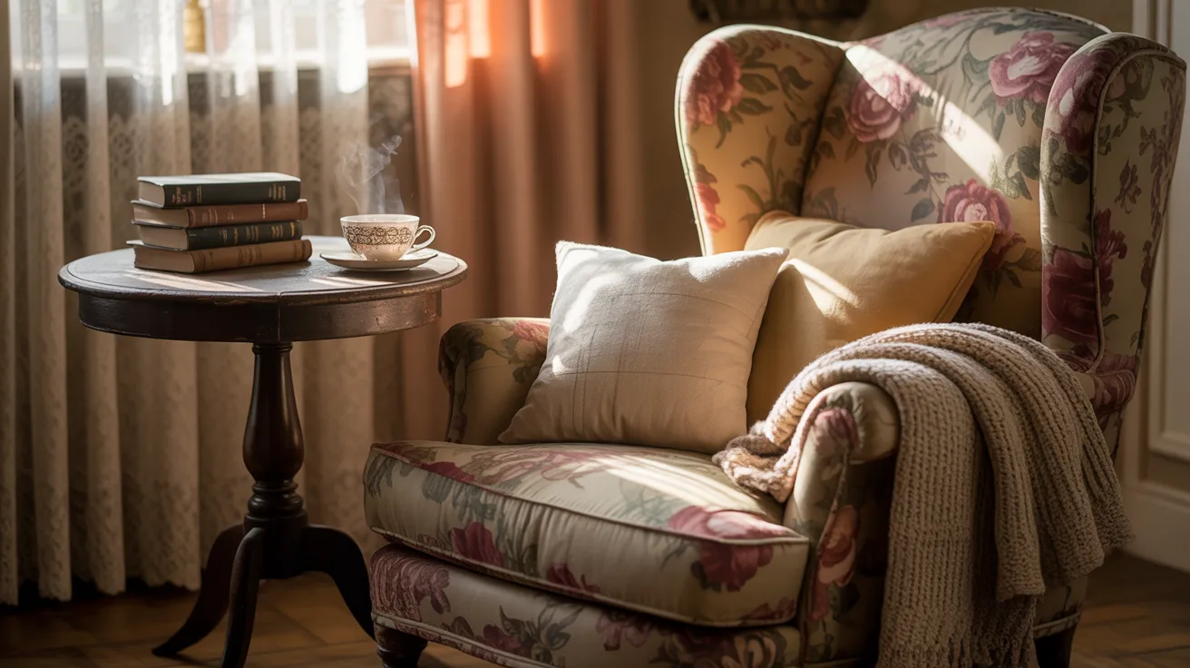 Warm country room with vintage decor and cozy farmhouse atmosphere