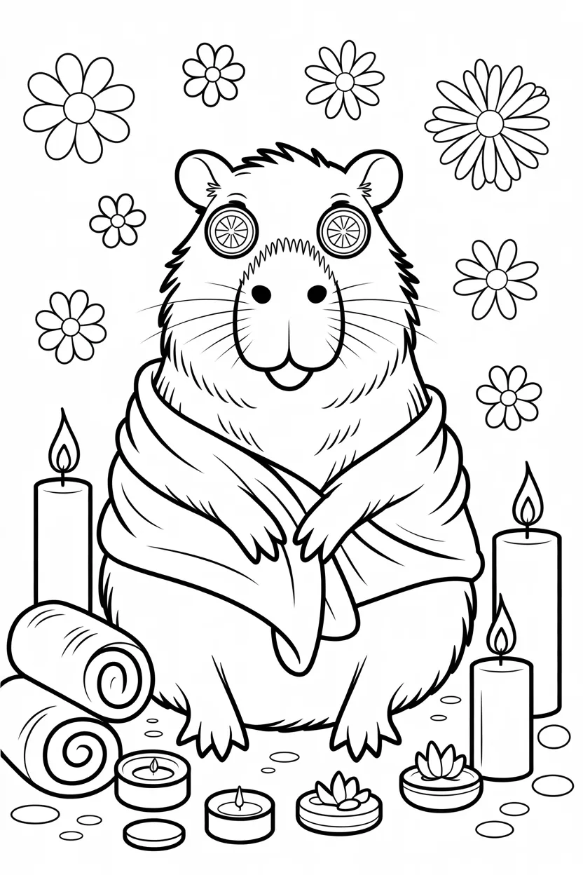 Cute Capybara Coloring Pages Free Printable