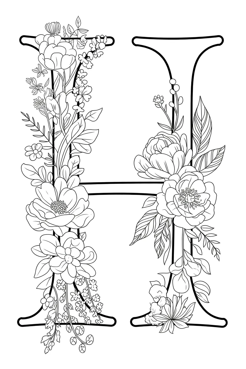 alphabet letter H coloring pages free printable