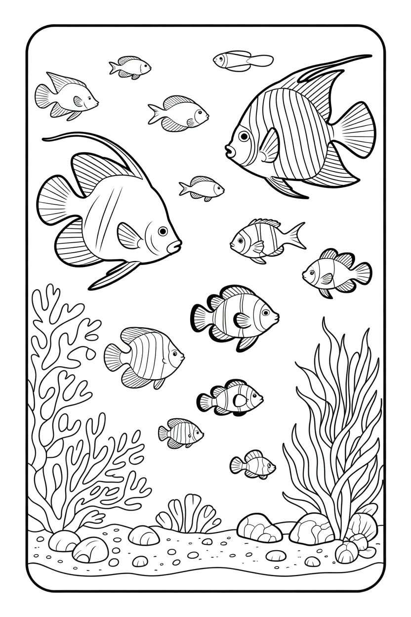 5 fish coloring pages free printable