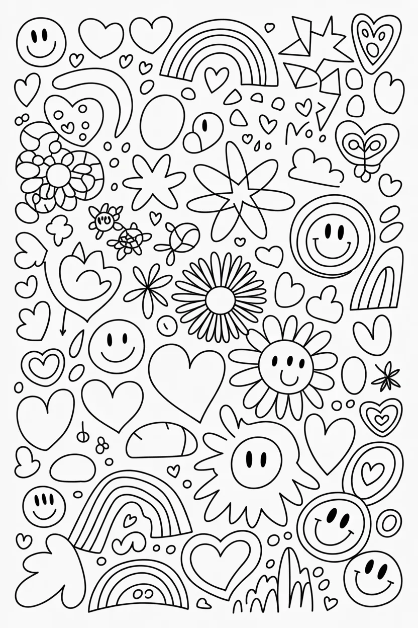 Trendy doodle coloring pages free printable