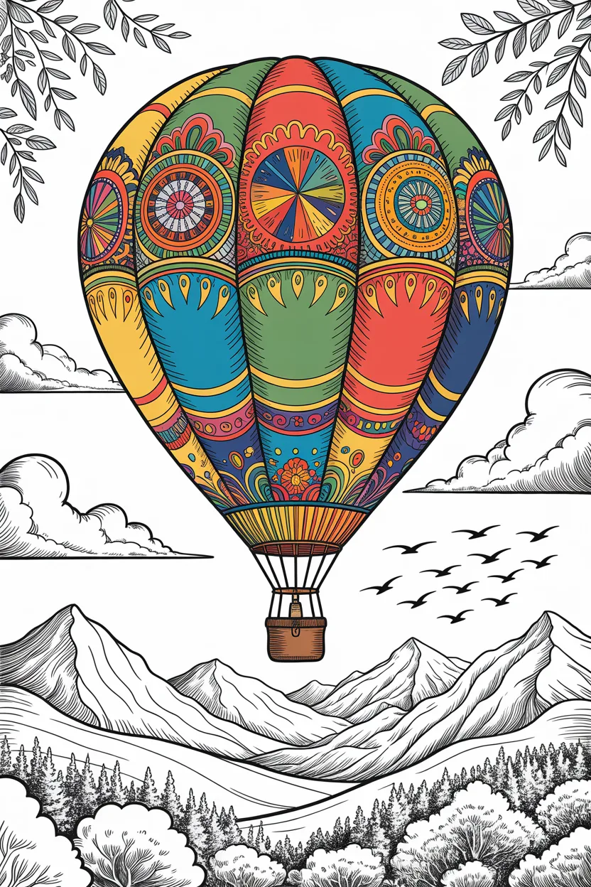 hot air balloon coloring pages free printable