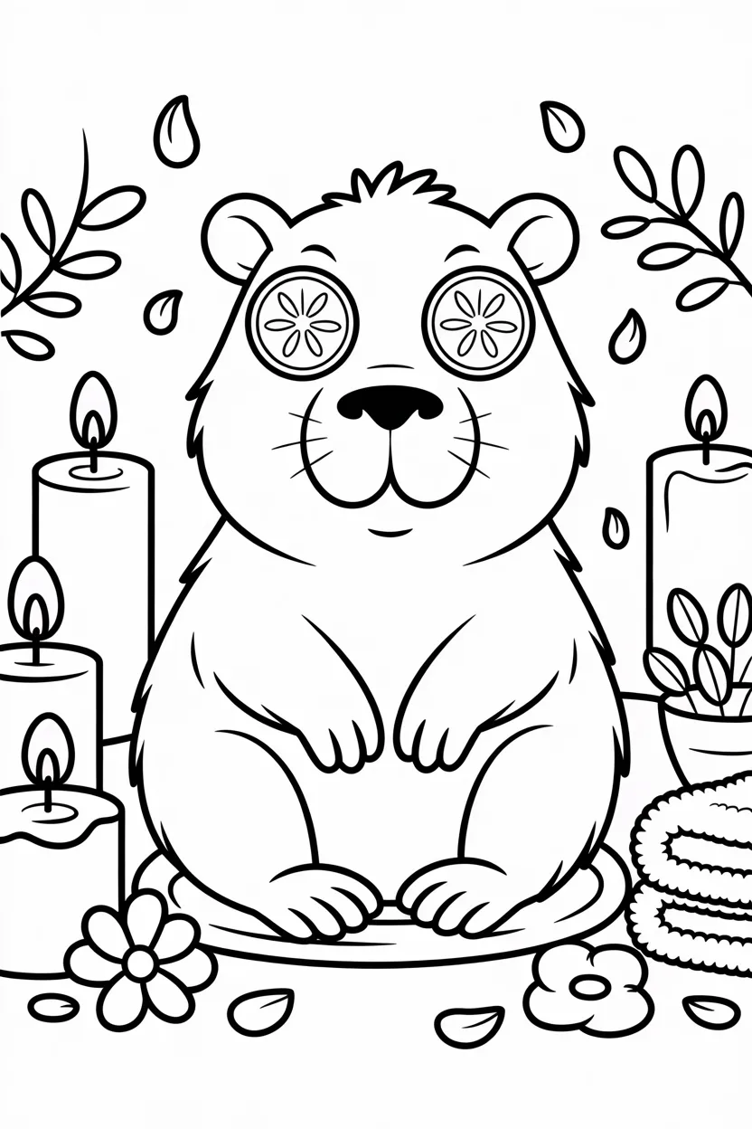 Cute Capybara Coloring Pages Free Printable