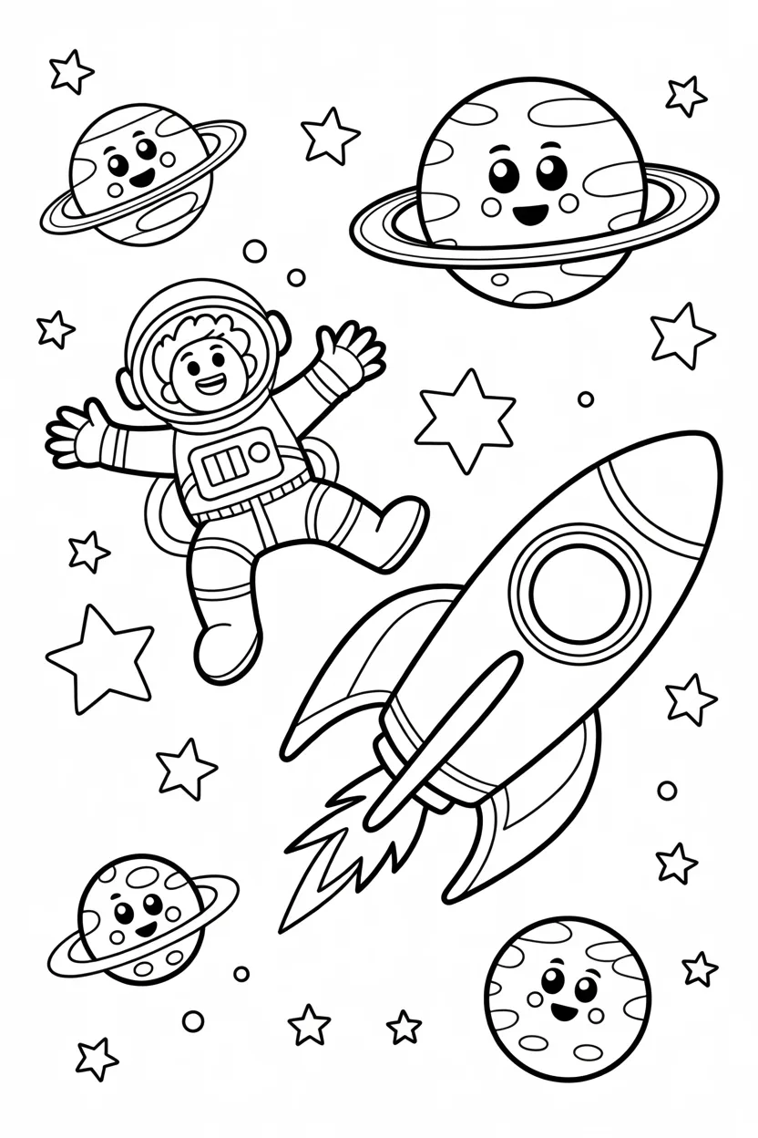 astronaut in space coloring pages