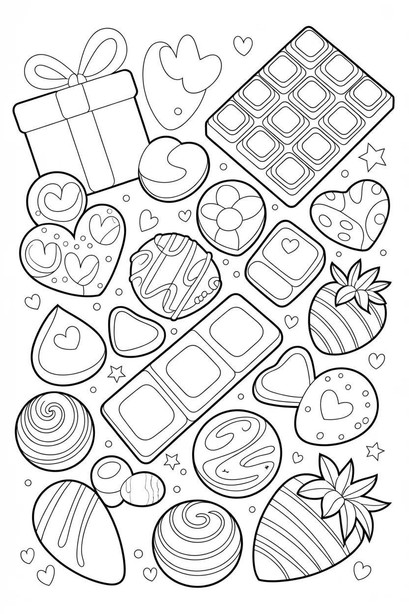 5 Chocolates coloring pages free printable
