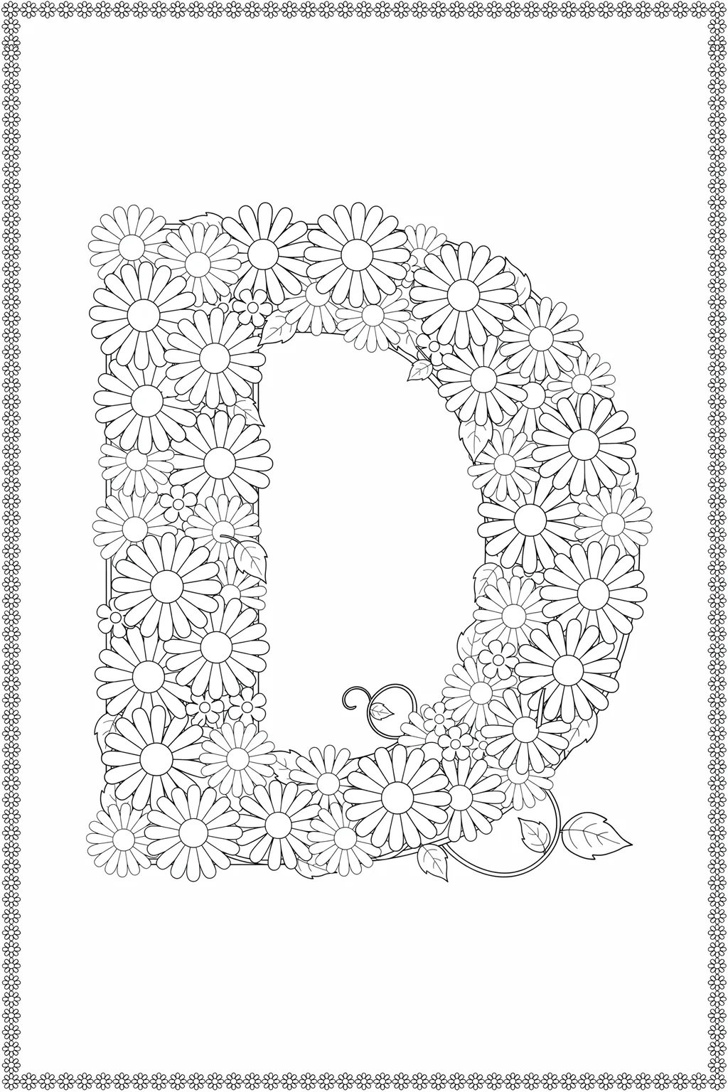alphabet letter D coloring pages free printable