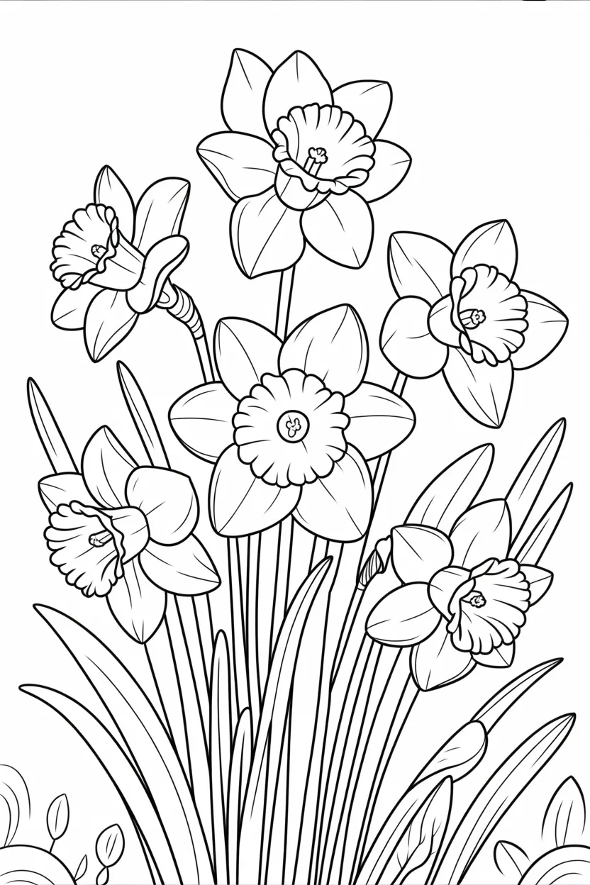 Daffodils coloring pages free printable