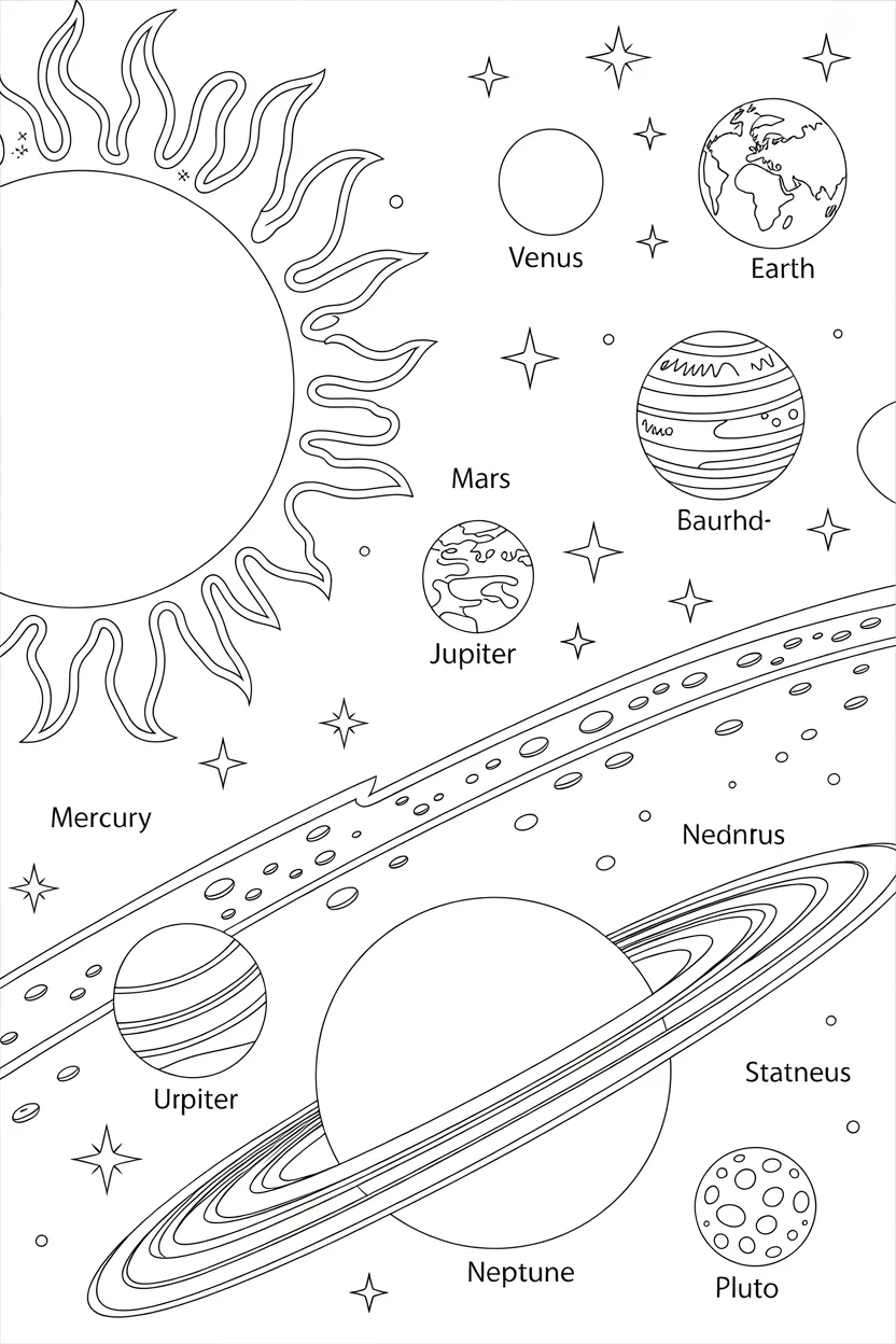 5 solar system learning coloring pages free printable