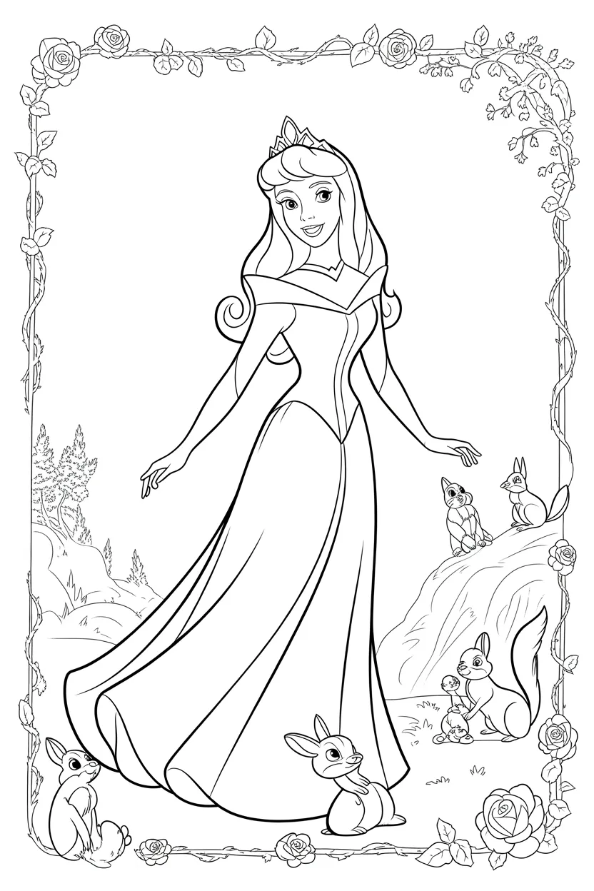 4 Aurora Princess coloring pages free printable