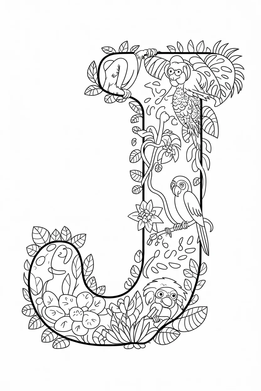 Alphabet letter J coloring pages free printable