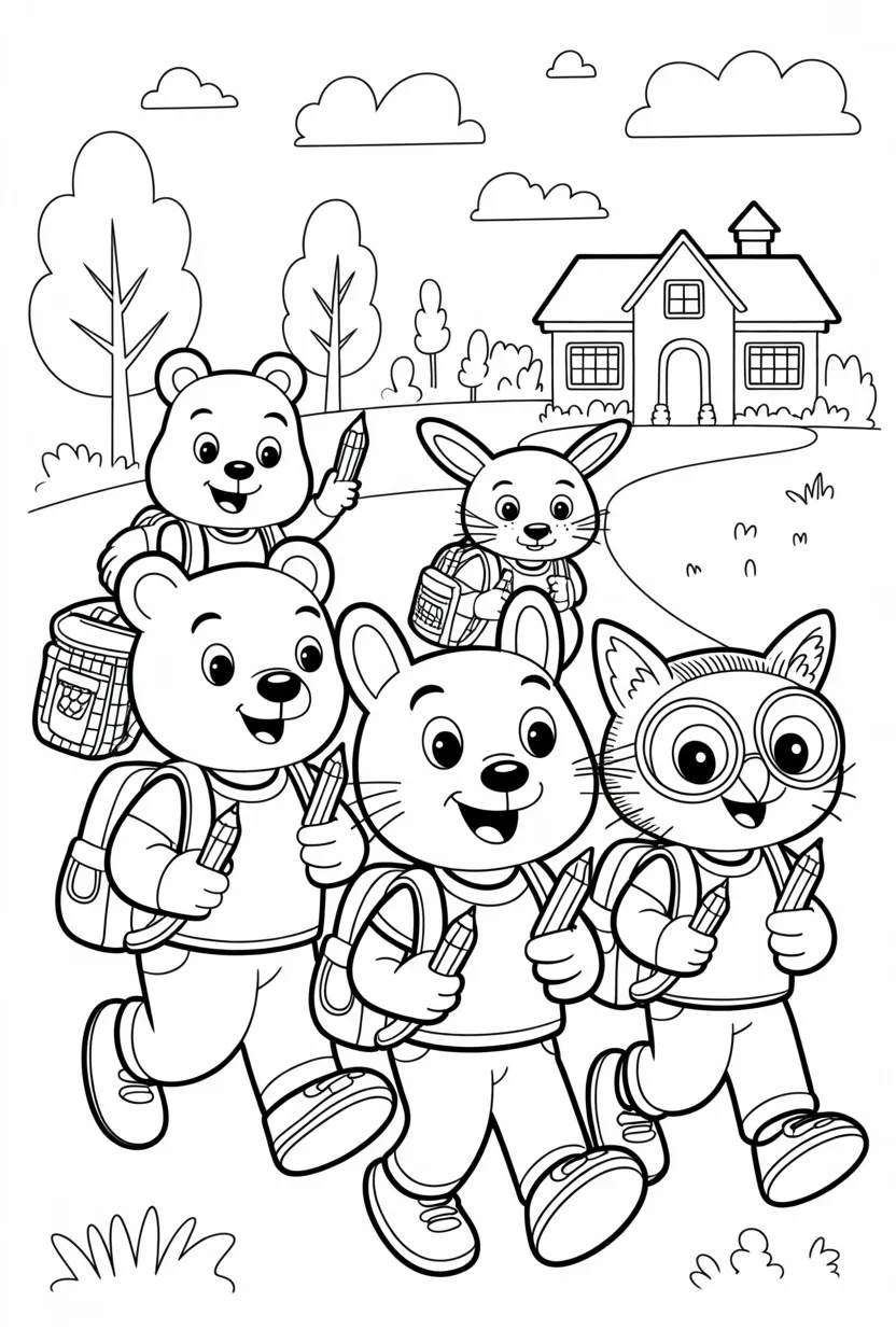 Cute Cartoon Animals Coloring Pages Free Printable