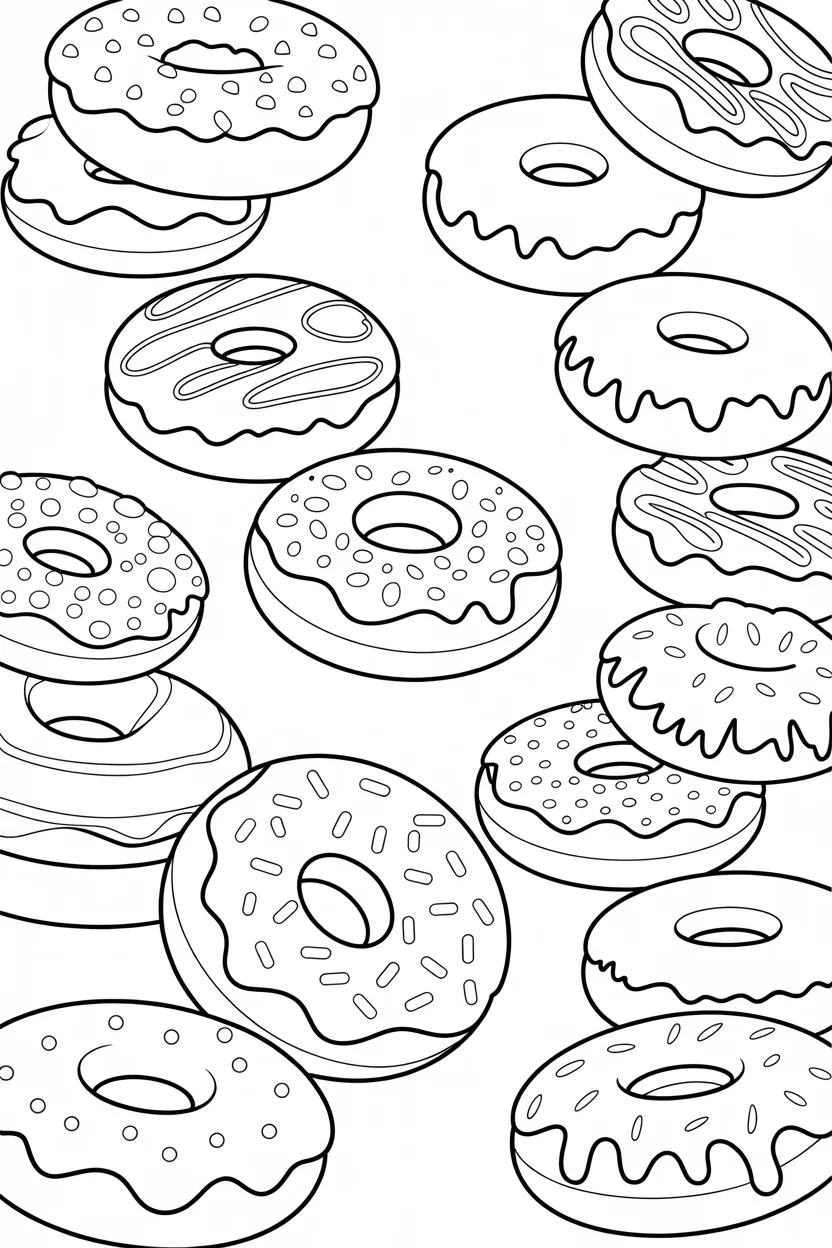 Donuts coloring pages free printable