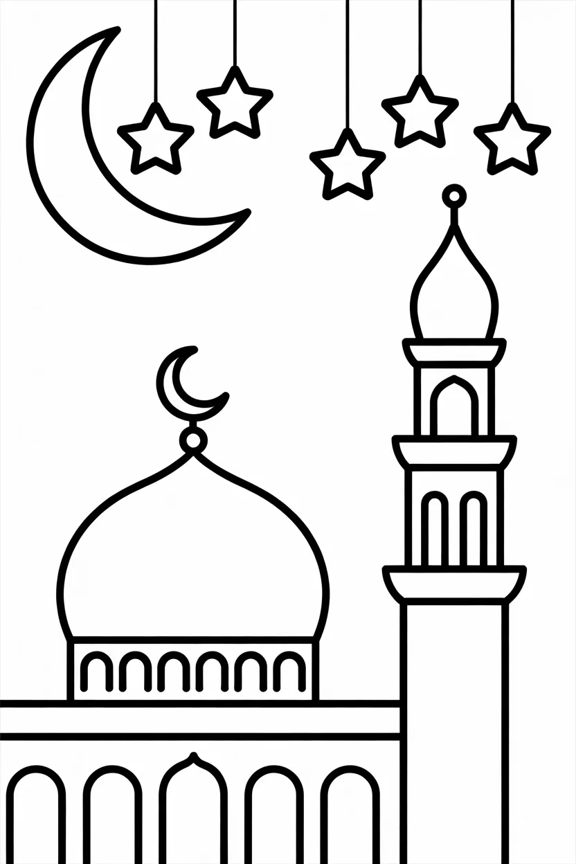 Ramzan Mosque coloring pages free printable