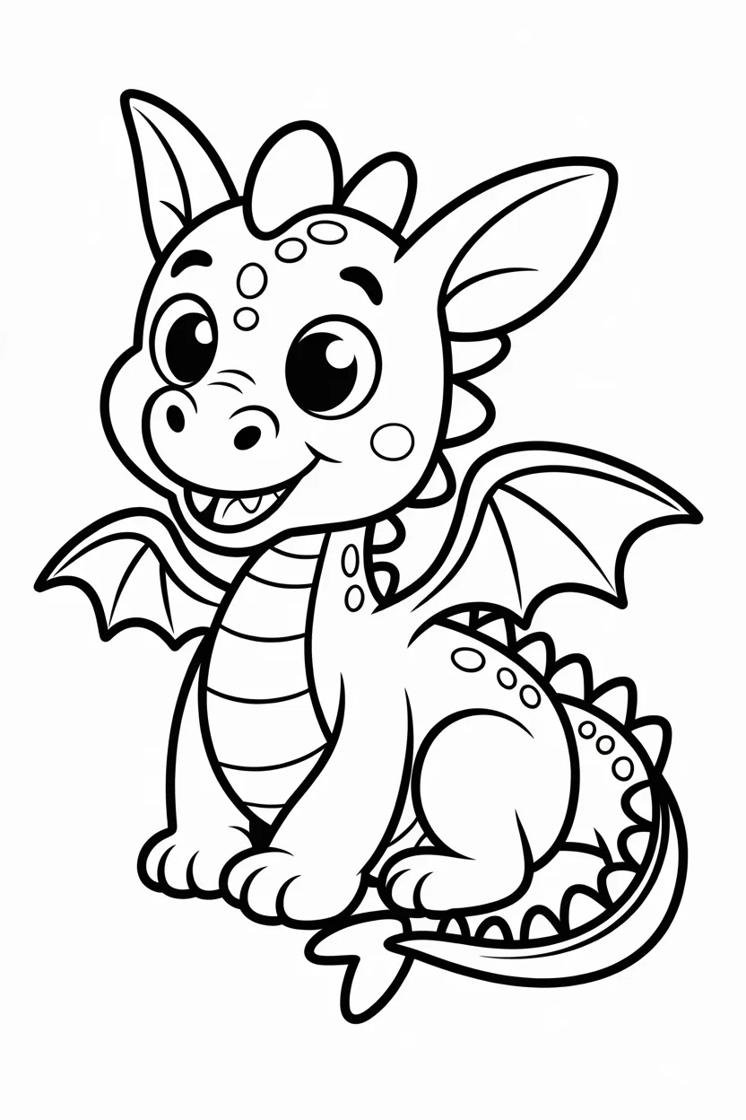 5 Cute Dragon coloring pages free printable