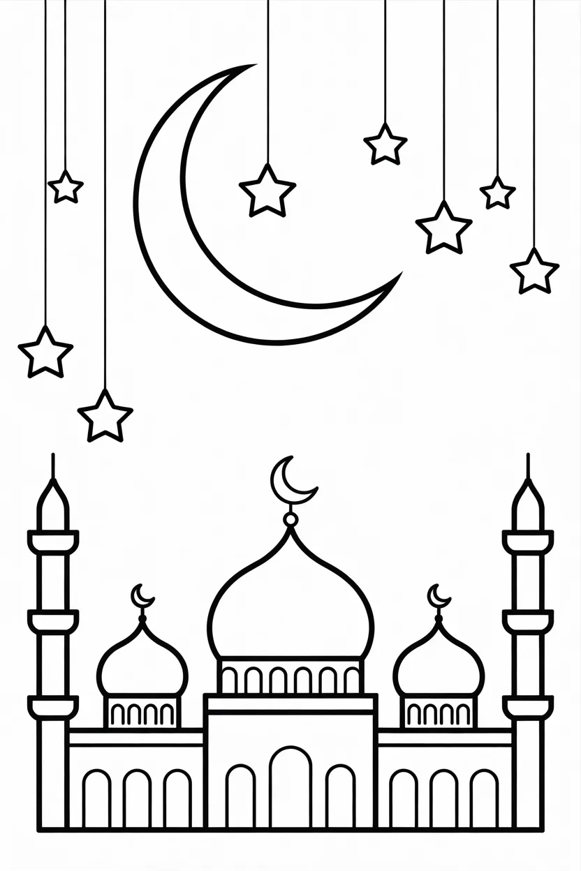 Ramzan Mosque coloring pages free printable