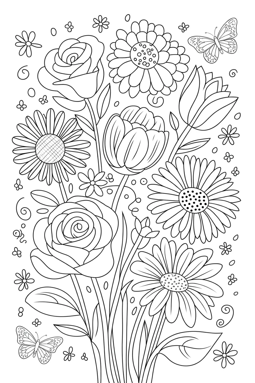 Flowers coloring pages free printable