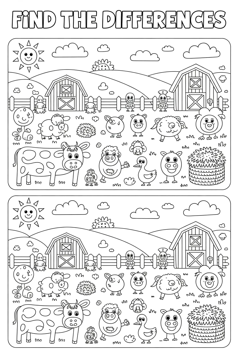 5 Find the Difference Activity Coloring Pages