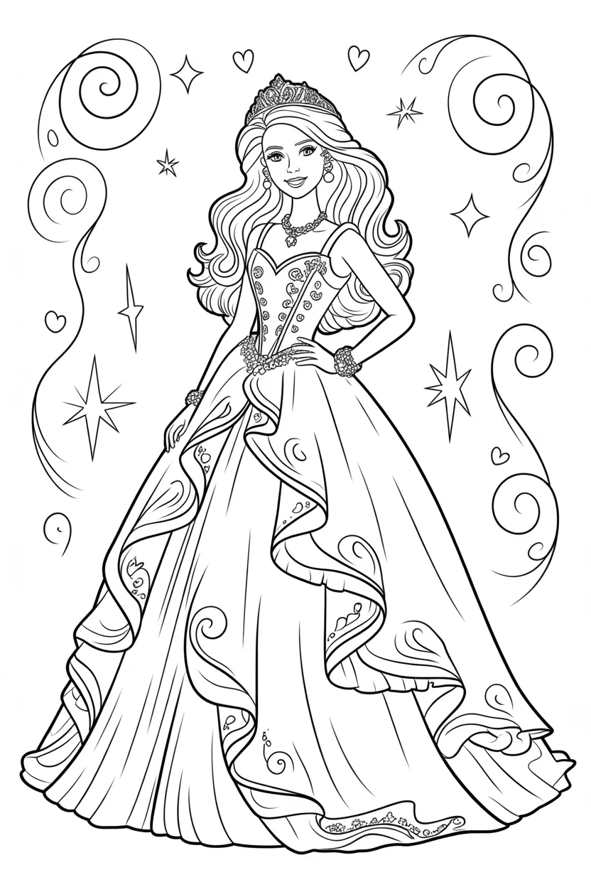 5 Barbie coloring pages free printable