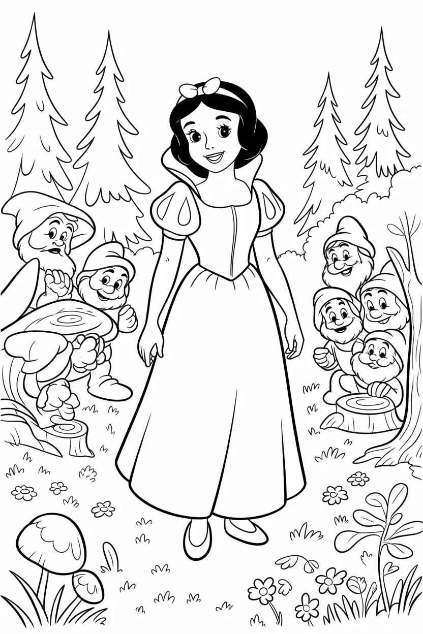 4 Snow white coloring pages free printable