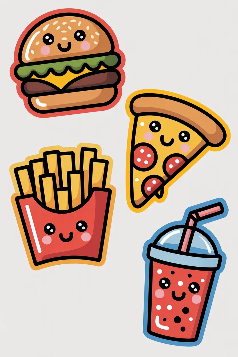 food doodle stickers free printable