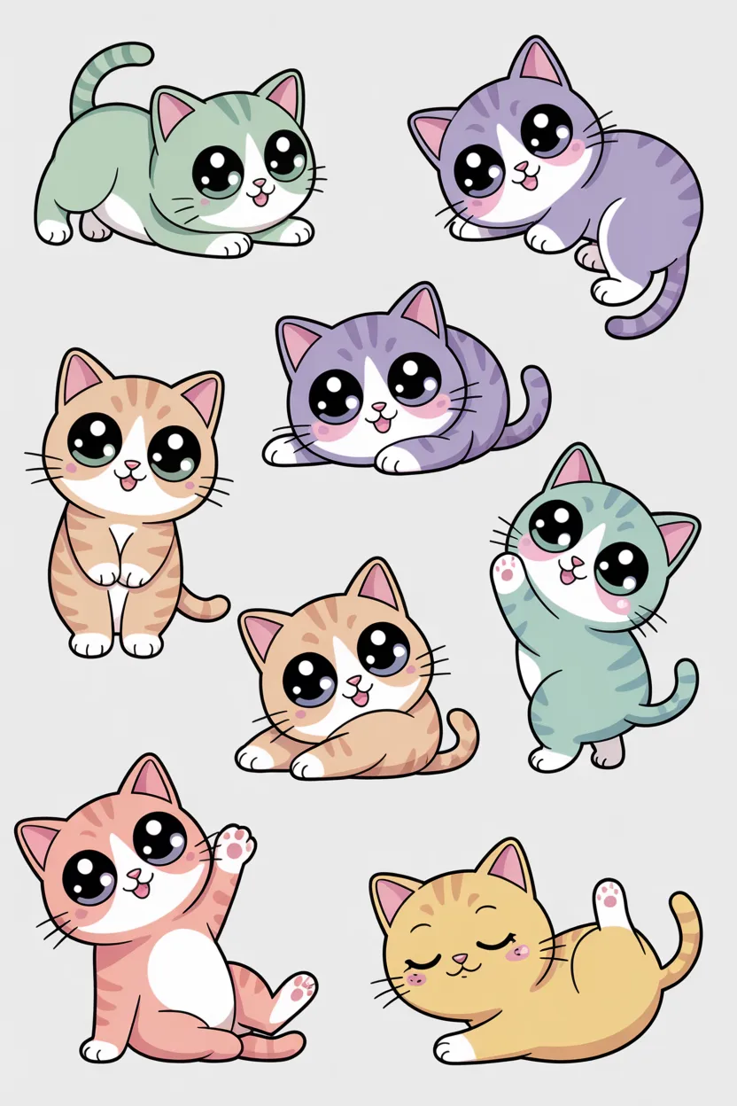 cute kawaii aesthetic sticker set free printable