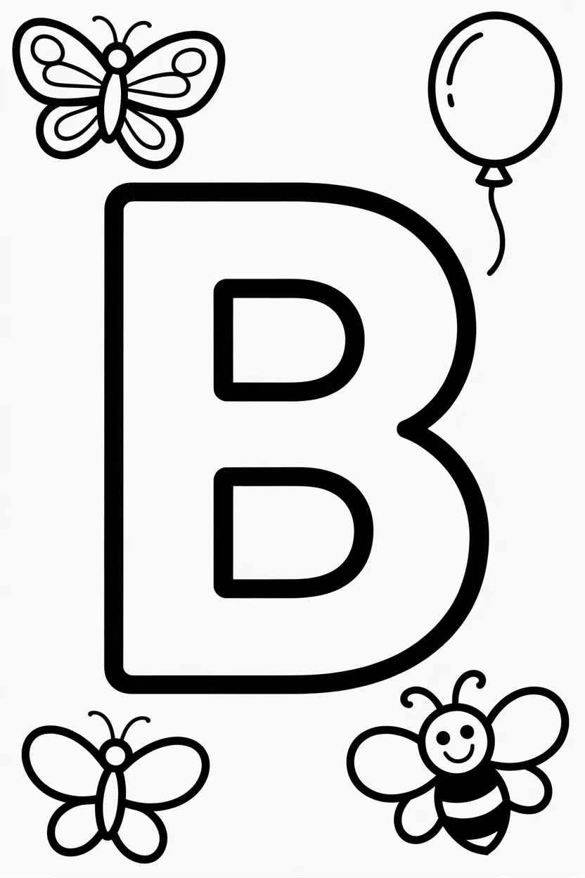 5 Alphabet Letter B coloring pages