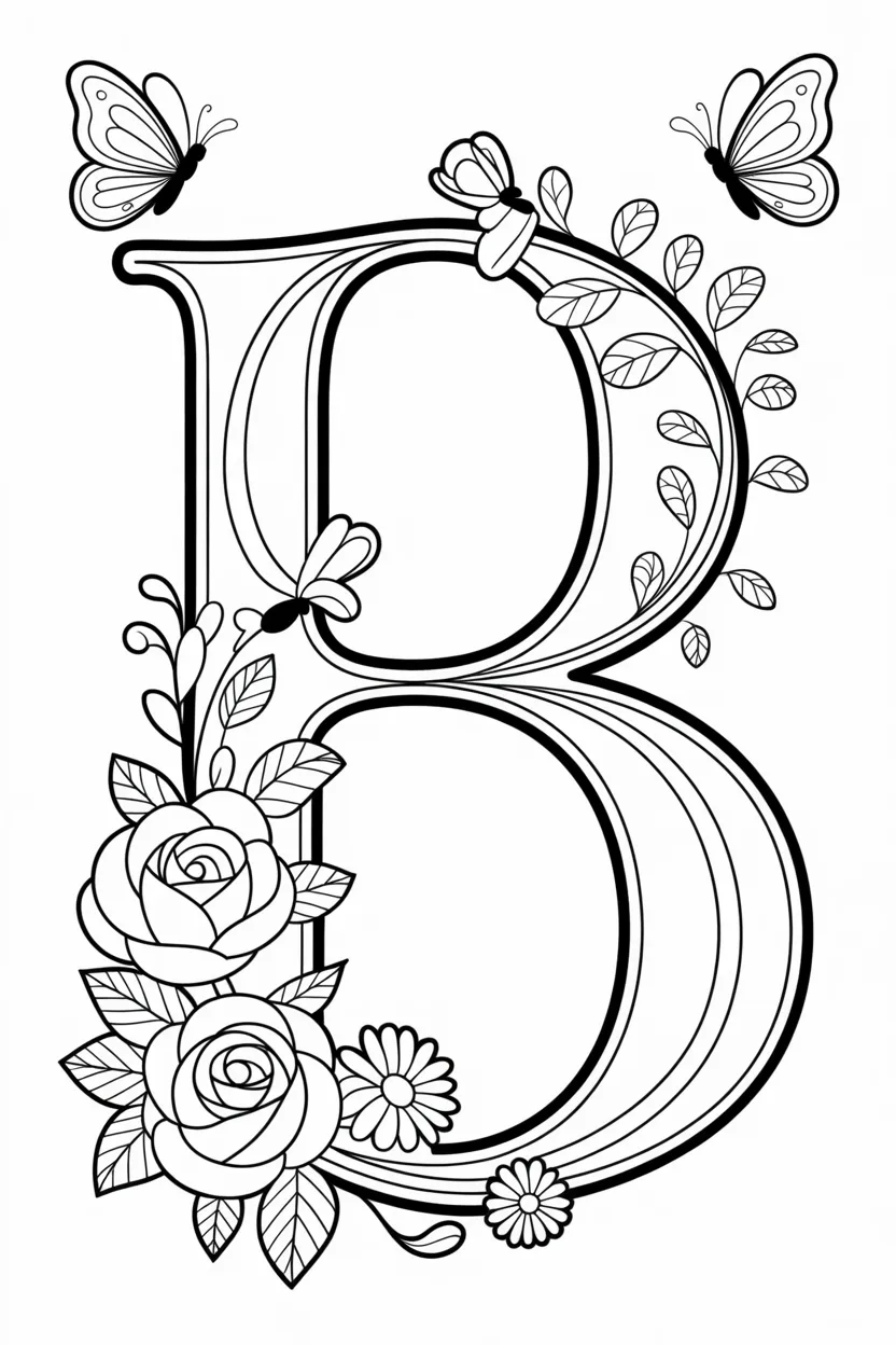 Alphabet letter B coloring pages
